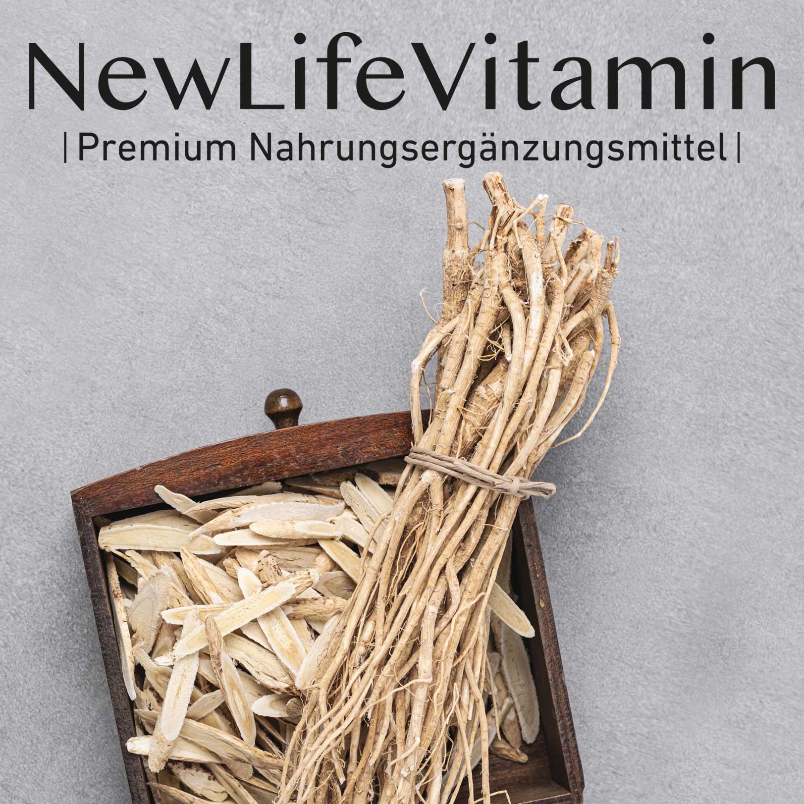 Ein Korb mit Astragalus Wurzeln gefüllt