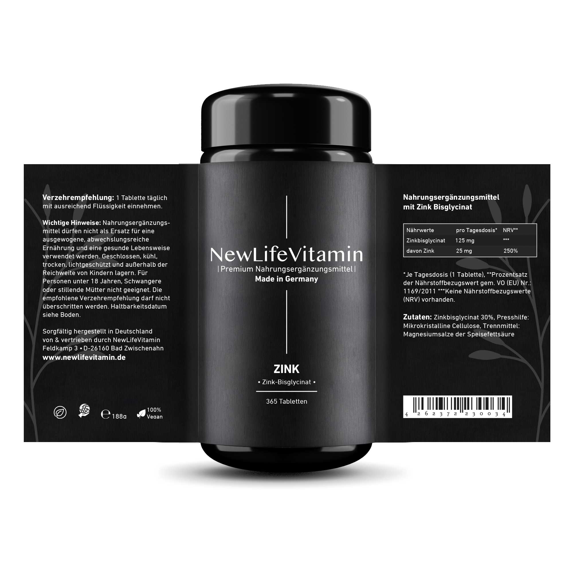 Produktbild-Zink mit ausgeklappten Etikett - Violettglas Flasche